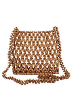 Beaded Designer Crossbody Bag YW-0006 BROWN